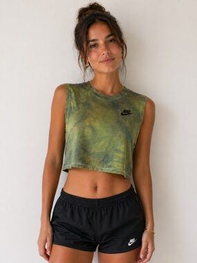 Nike Green and Yellow Tie-Dye Tank XS